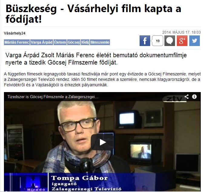 X. Göcsej Filmszemle Fődíj